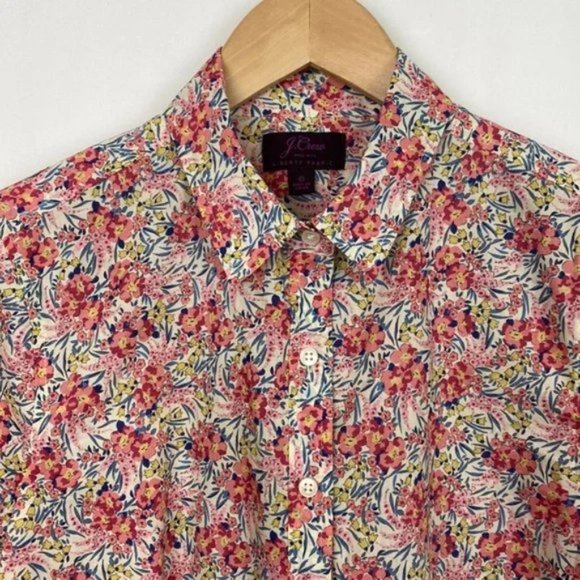 J.Crew x Liberty 6 Popover Shirt Swirling Petals Pink Red Blue Yellow - Picture 5 of 14